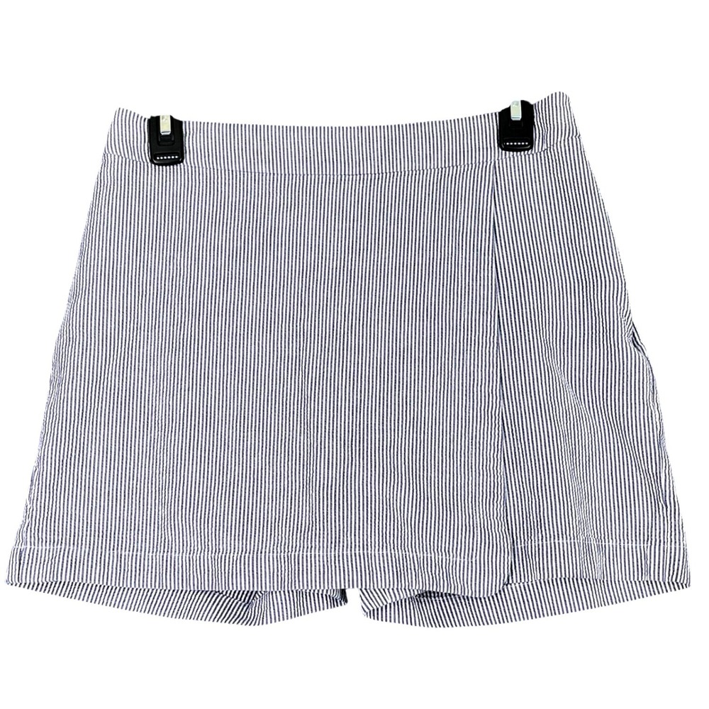 Talbots Seersucker Golf‎ Skort Women 4 Striped Front Wrap Panel Casual Summer